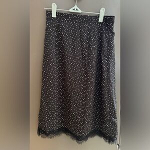 POL Black and White Polka Dot A-Line Skirt